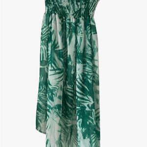Tropical Green Leaf Print swimsuit coverup